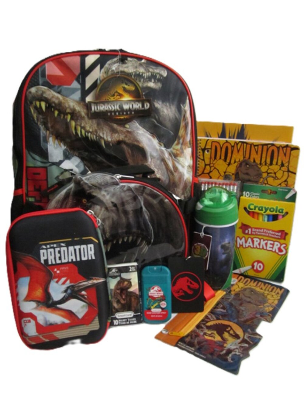 Jurassic World Dinosaurs Backpack Lunch Bag with School Supplies NEW
